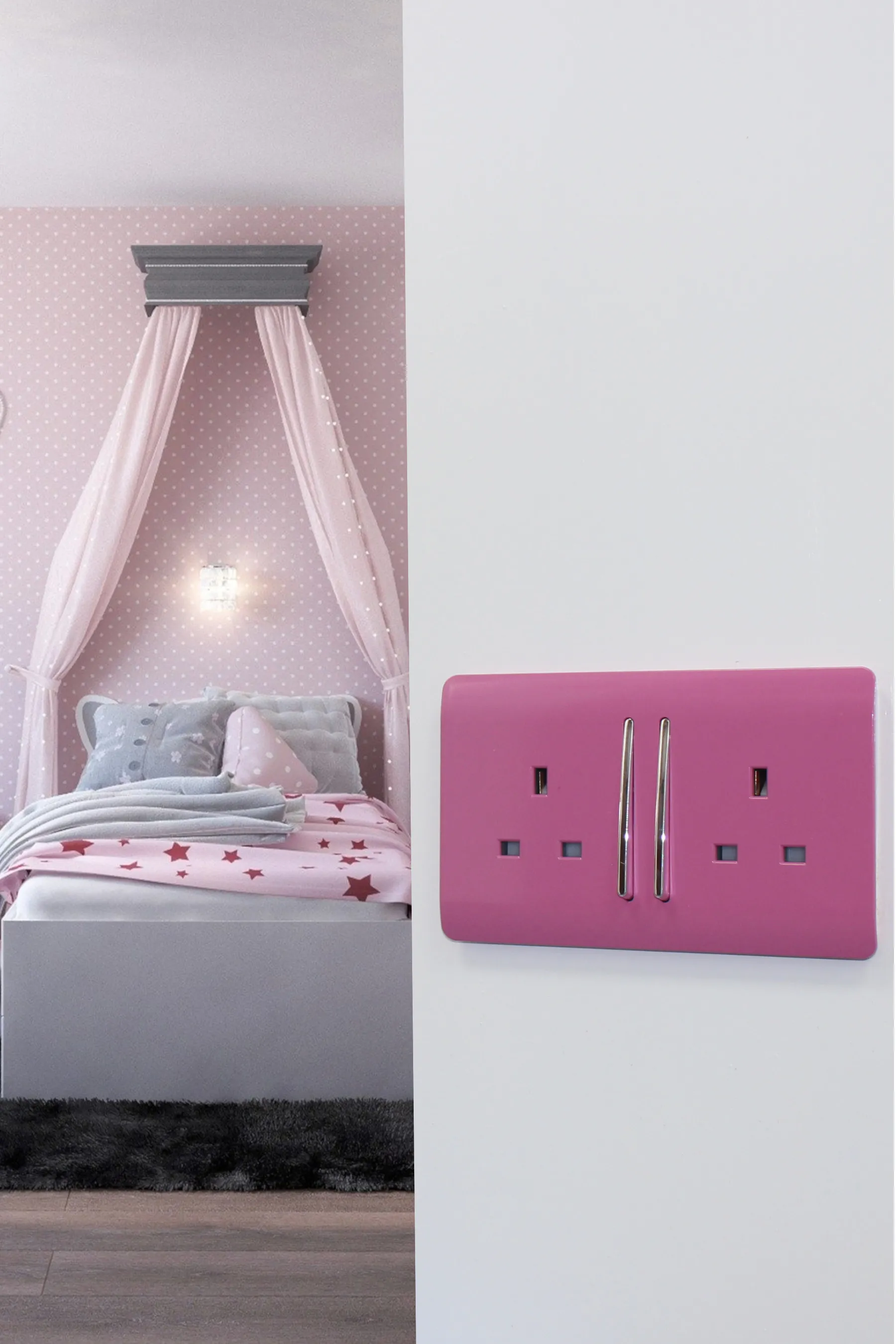 2 Gang 13Amp Long Switched Double Socket Pink ART-SKT213LPK  Trendi Pink
